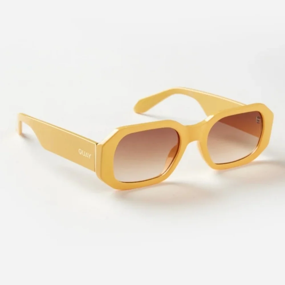 New Quay Hyped Up Sunflower Square Frame/Sepia Lens Retro Unisex Sunglasses NWT